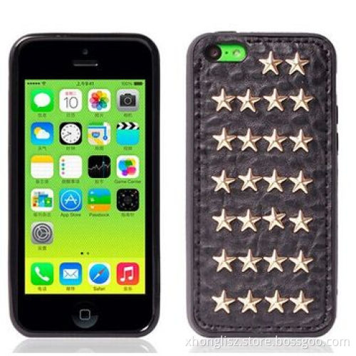 New phone cover pentacle rivet case protective wild style for iPhone 5C